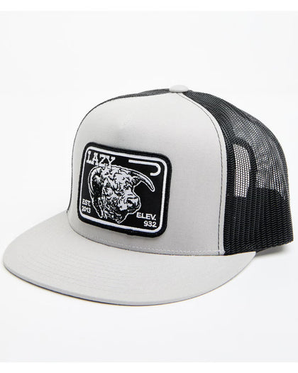 LAZY J RANCH CAP SILVER GREY & BLACK ELEVATION CLASSIC FIVE PANEL TRUCKER HAT