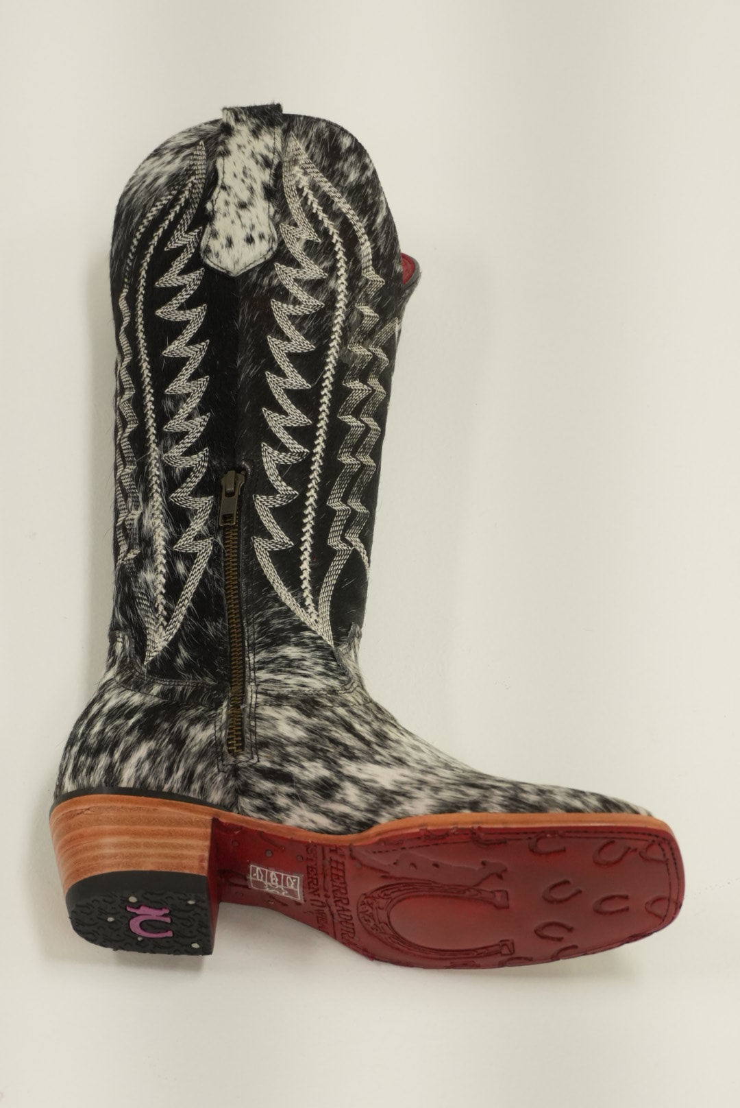 LA HERRADURA WOMEN CARMINA HD COWHIDE BLANCO NEGRO R/B SQ TOE
