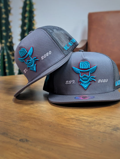 DE RANCHO HATS SNAPBACK GRAY AND TURQUOISE