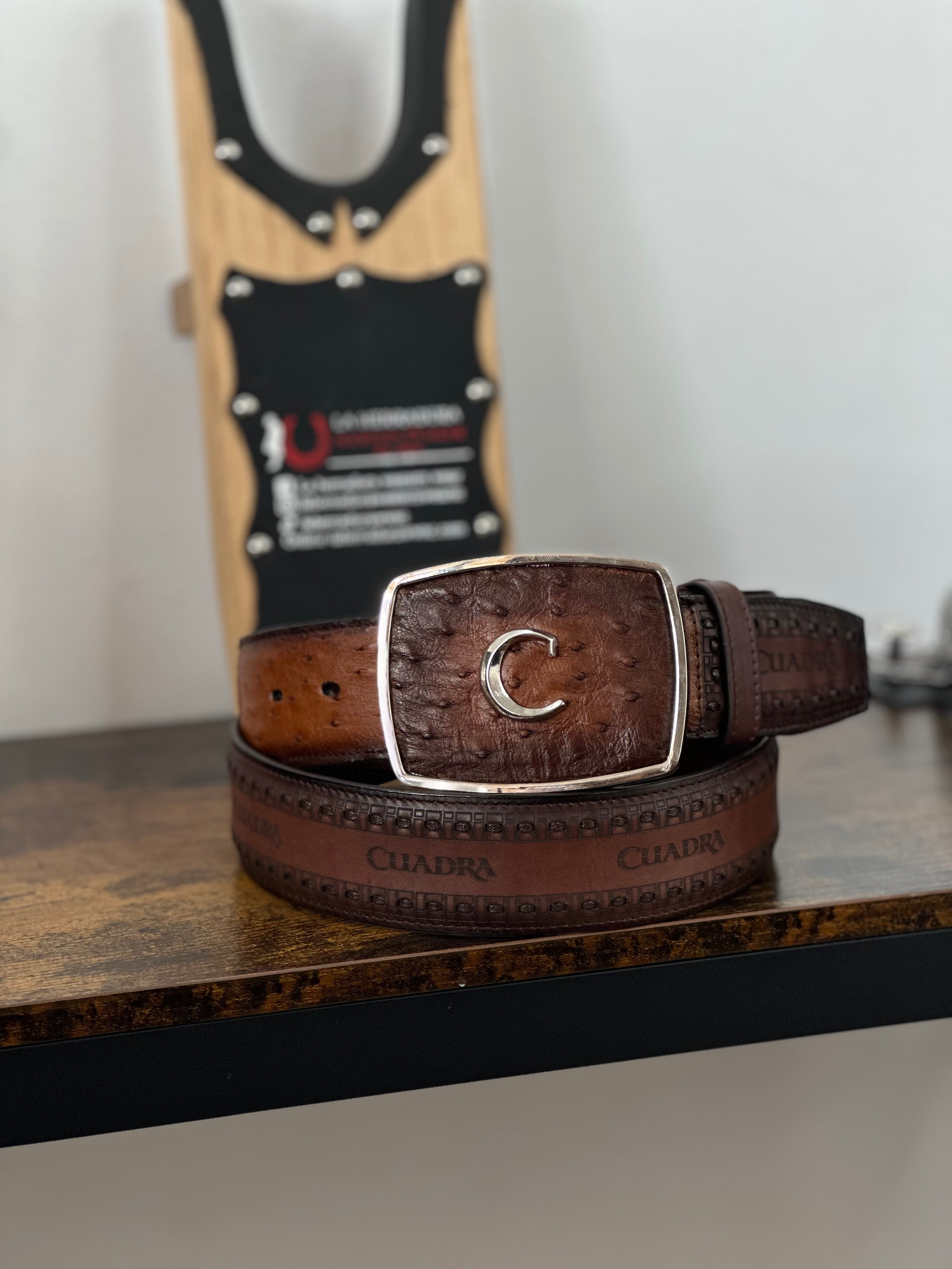 CUADRA BELT OSTRICH MARONI CHESTNUT