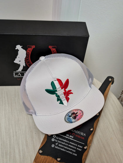 DE RANCHO HATS SNAPBACK WHITE MEXÍCO COLORS LOGO