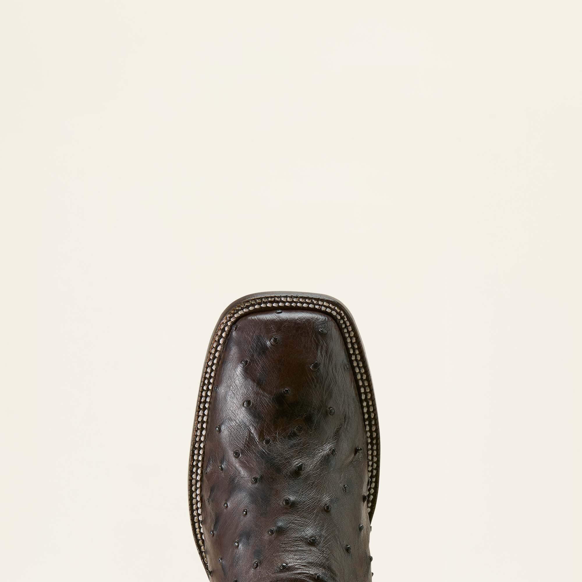 ARIAT MEN BOOT CLASSIC CASH CIGAR FULL OSTRICH LOCI BROWN WIDE SQ.TOE 10063775