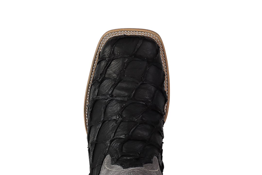 LA HERRADURA LH008 MEN’S BOOTS EXOTIC-RANCHERA FISH MATTE BLACK SQ-TOE EE