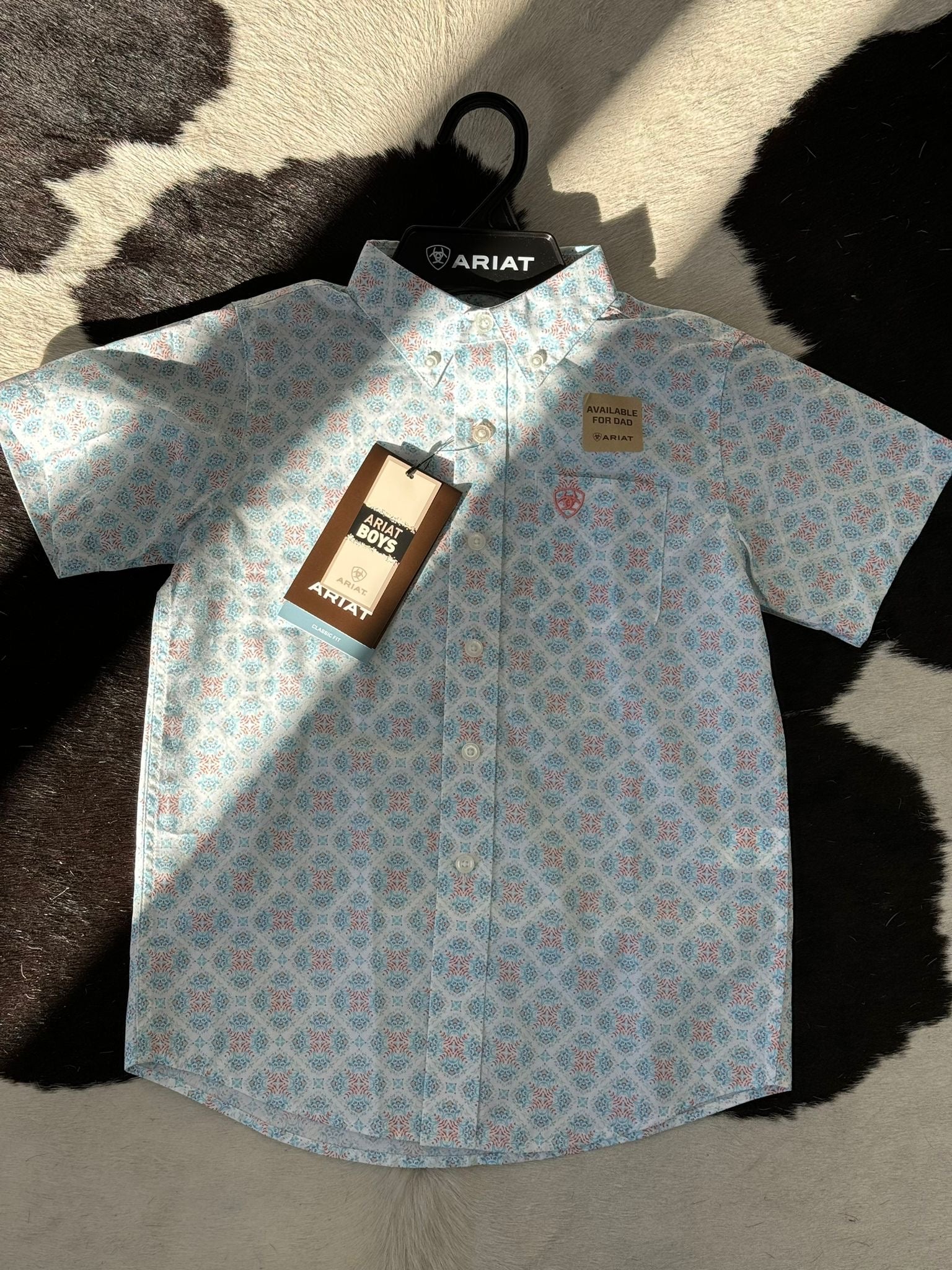 ARIAT BOYS KAI AQUA SHORT SLEEVE SHIRT