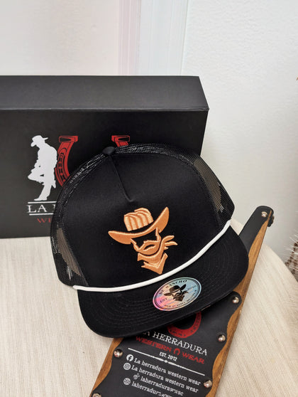 DE RANCHO HATS SNAPBACK BLACK BEIGE LOGO