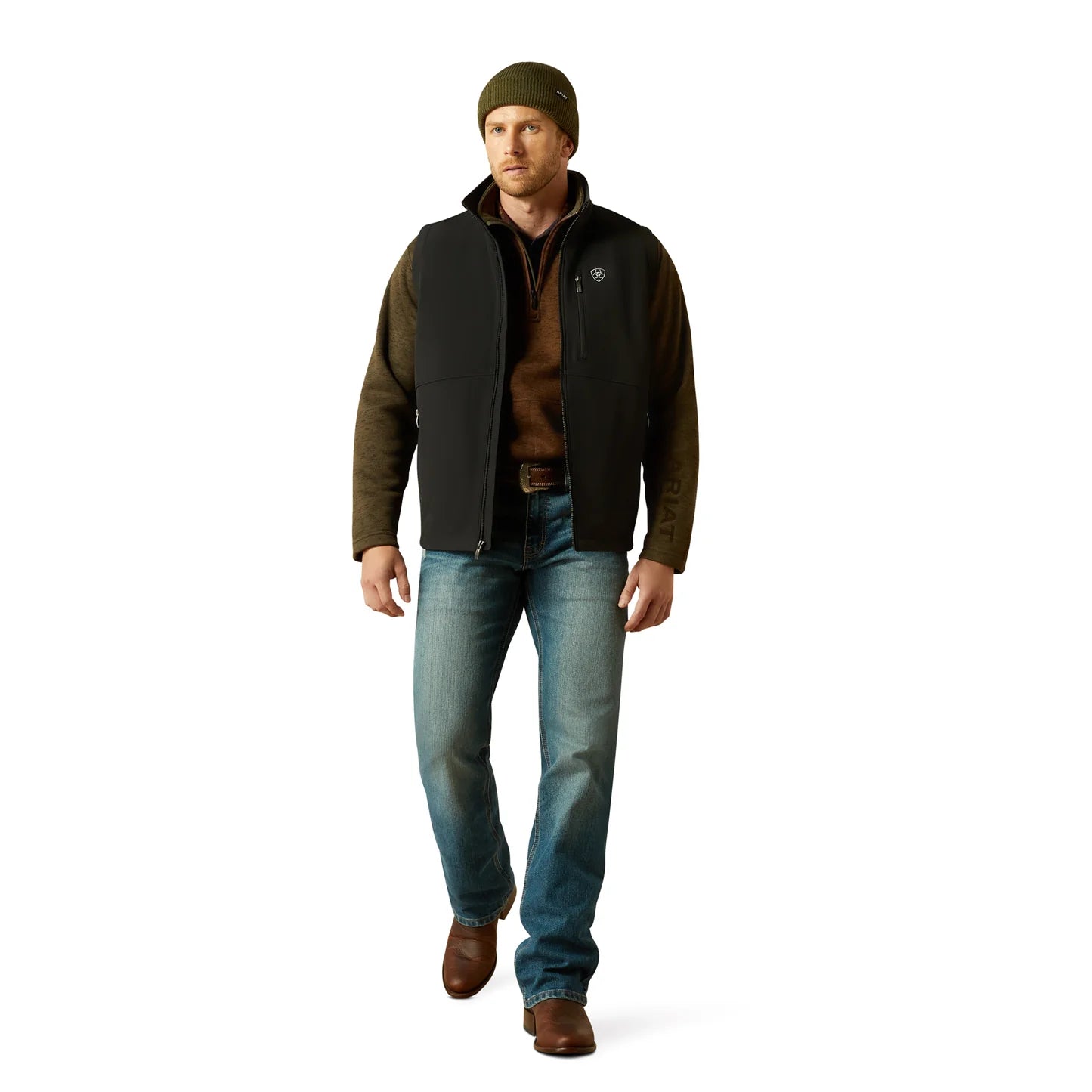 ARIAT MENS BLACK LOGO SOFTSHELL VEST 10062587