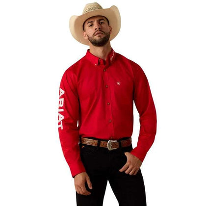 ARIAT MENS TANGO RED/WHITE LONG SLEEVE SHIRT - 10073653