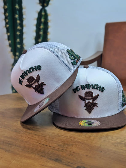 DE RANCHO HATS SNAPBACK CACTUS WHITE AND BROWN