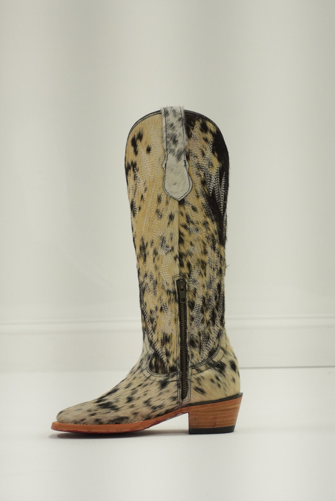 LA HERRADURA WOMEN TALL BOOT MELISSA HD COWHIDE BLANCO/NEGRO RED SQUARE TOE