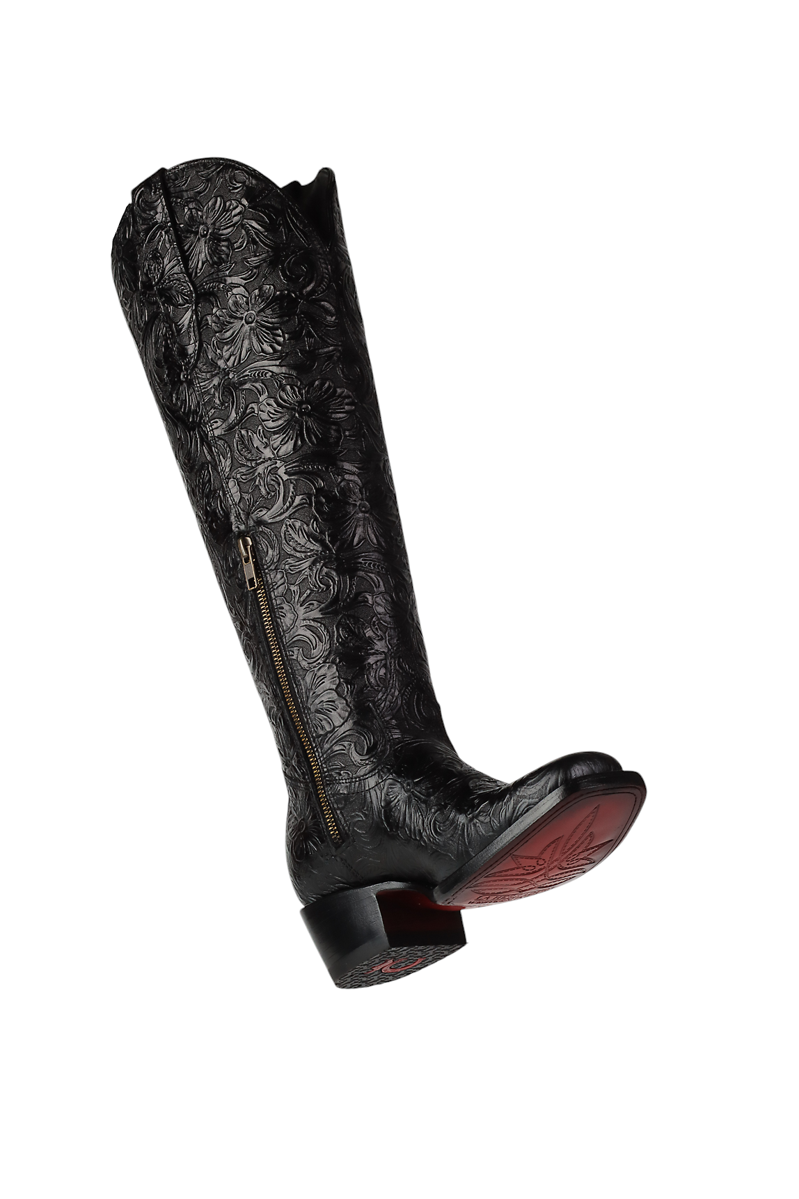 LA HERRADURA WOMEN TALL BOOT SQ TOE RDC/ NANCY CINCELADO FLORES NEGRO