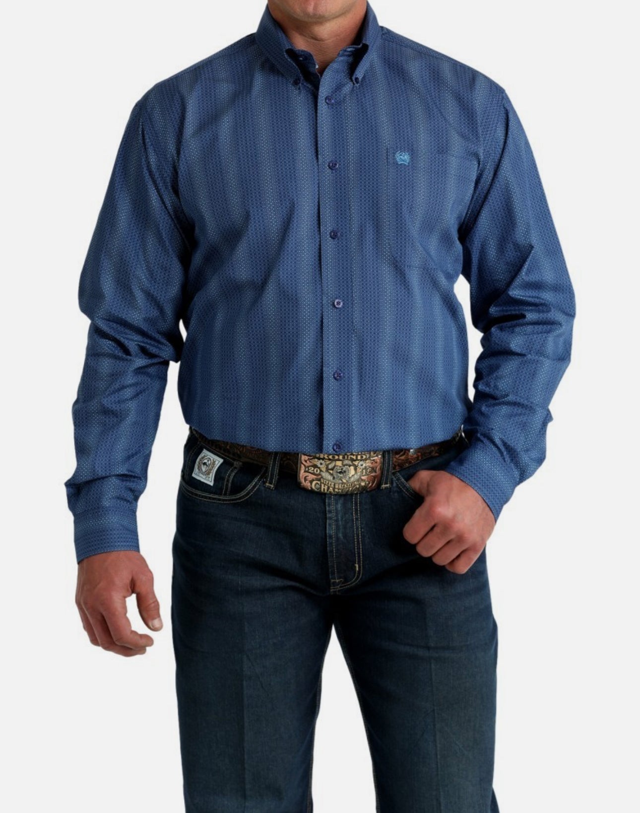 CINCH MEN LS SHIRT BLUE -MTW1106010
