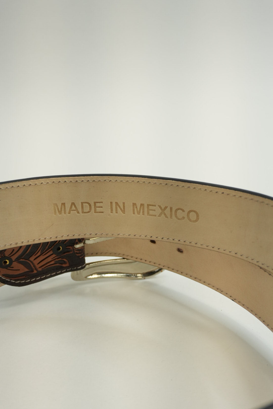 LA HERRADURA BELT 2 INCH BROWN WITH FLOWERS LH NEW DESIGN