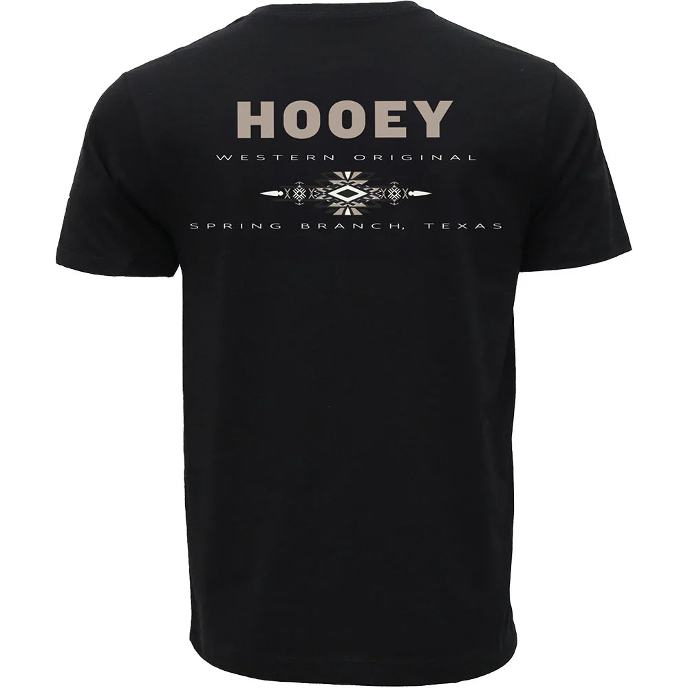 MEN HOOEY T-SHIRT BLACK CREW NECK WITH TAN LOGO ON BACK- HT2601BK