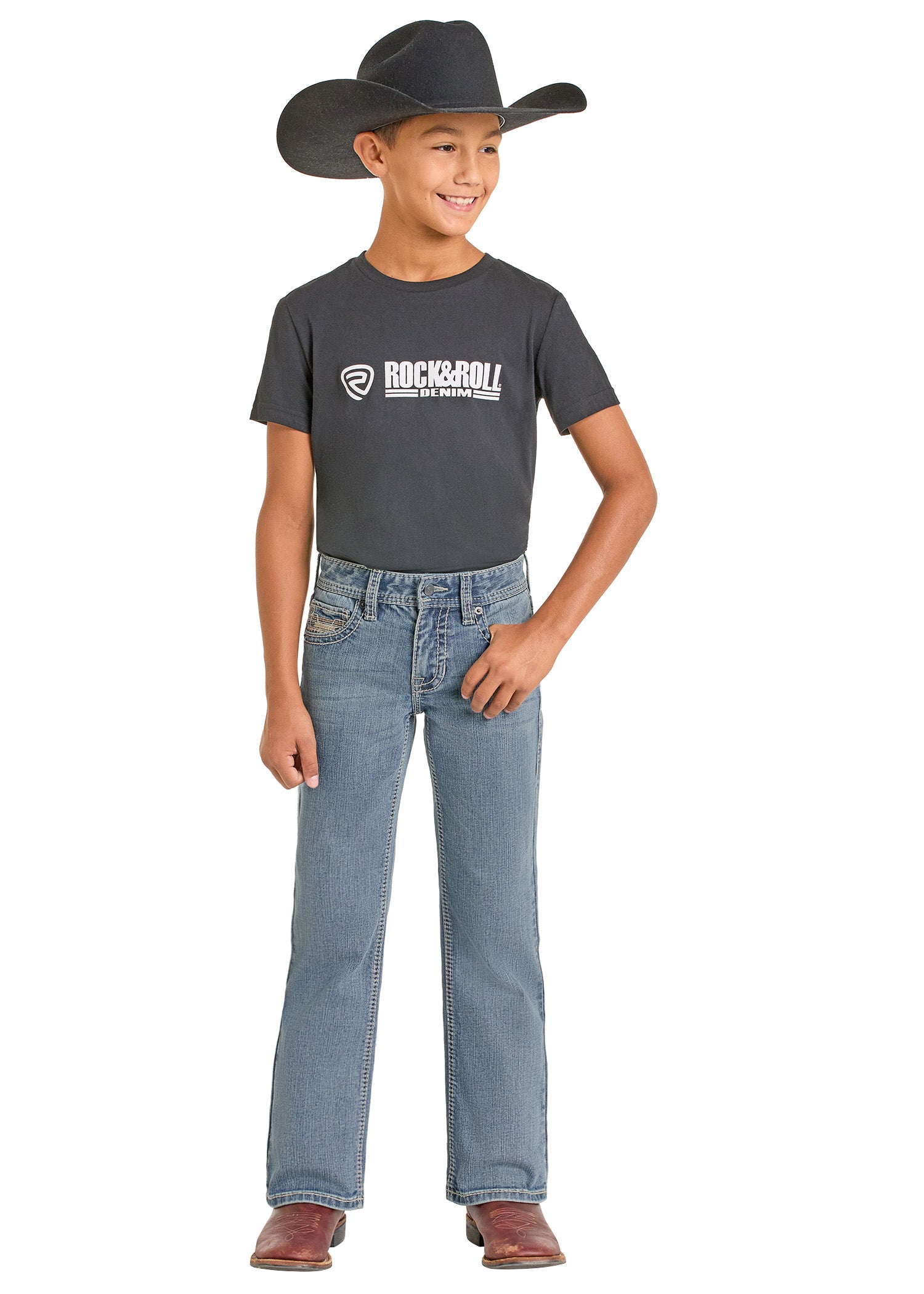 ROCK&ROLL BOY JEAN FEATHER STITCH EMB-BB0BD07361