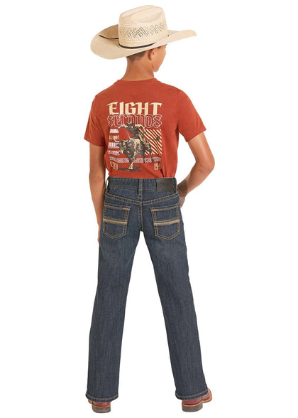 ROCK&ROLL JEANS KIDS DARK VINTAGE ROPE STITCH EMB BOOTCUT BB0BD09118