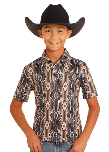 CAMISETA POLO NIÑO NEGRA ESTAMPADA MANGA ROCK&ROLL BB51T05031
