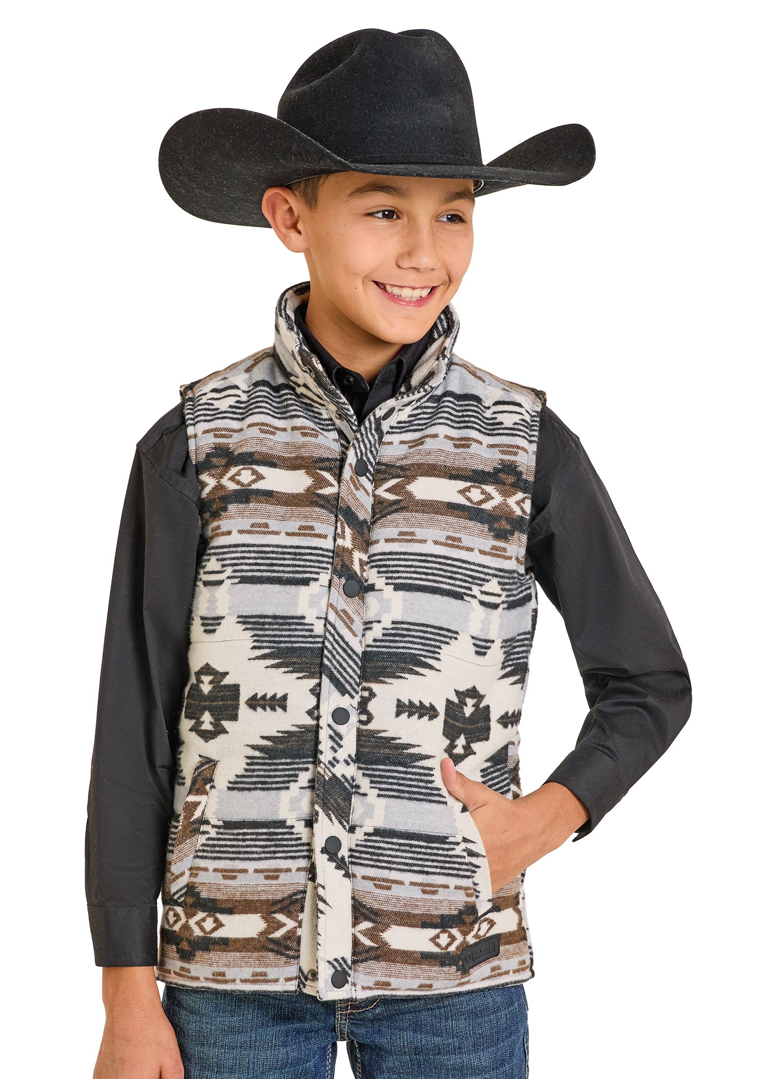 ROCK&ROLL  DENNIM BOYS GREY VEST RR AZTEC VEST BB98C06716