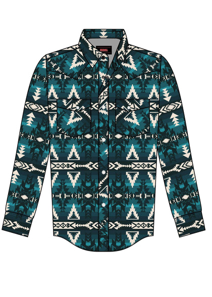 ROCK&ROLL KIDS RR AZTEC PRINT LS SNAP CARIBBEAN BBN2S07151