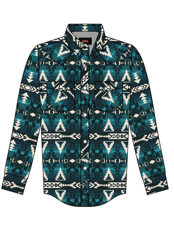 ROCK&ROLL KIDS RR AZTEC PRINT LS SNAP CARIBBEAN BBN2S07151