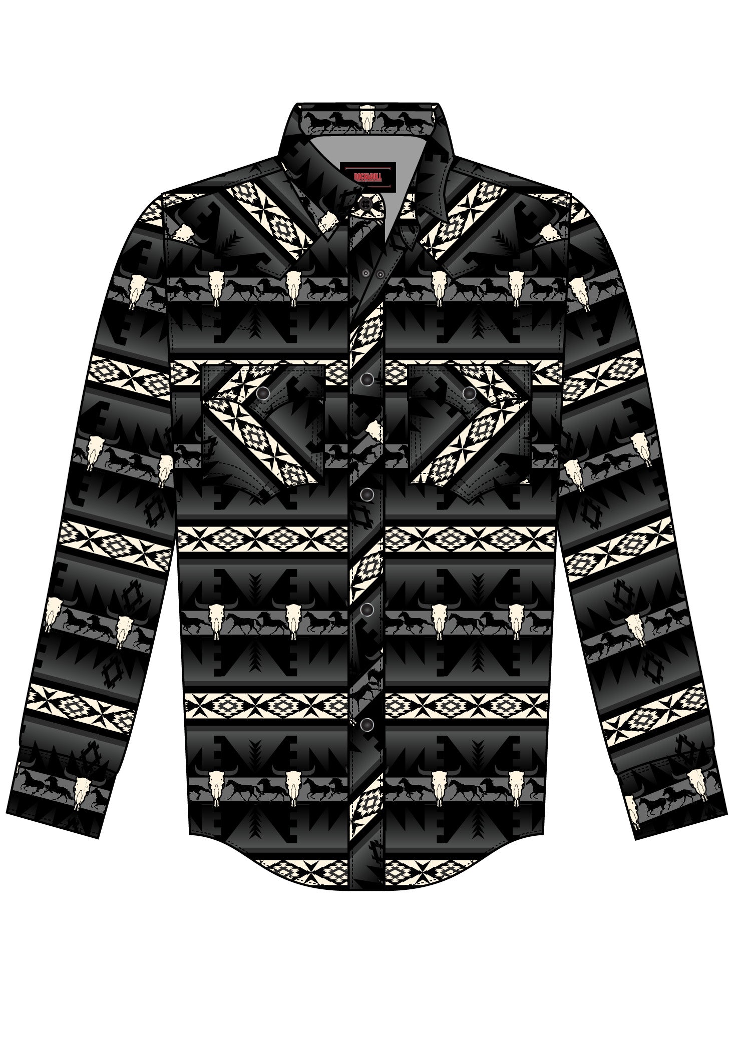 ROCK&ROLL KIDS NOVELTY PRINT LS SNAP BLACK BBN2S07159