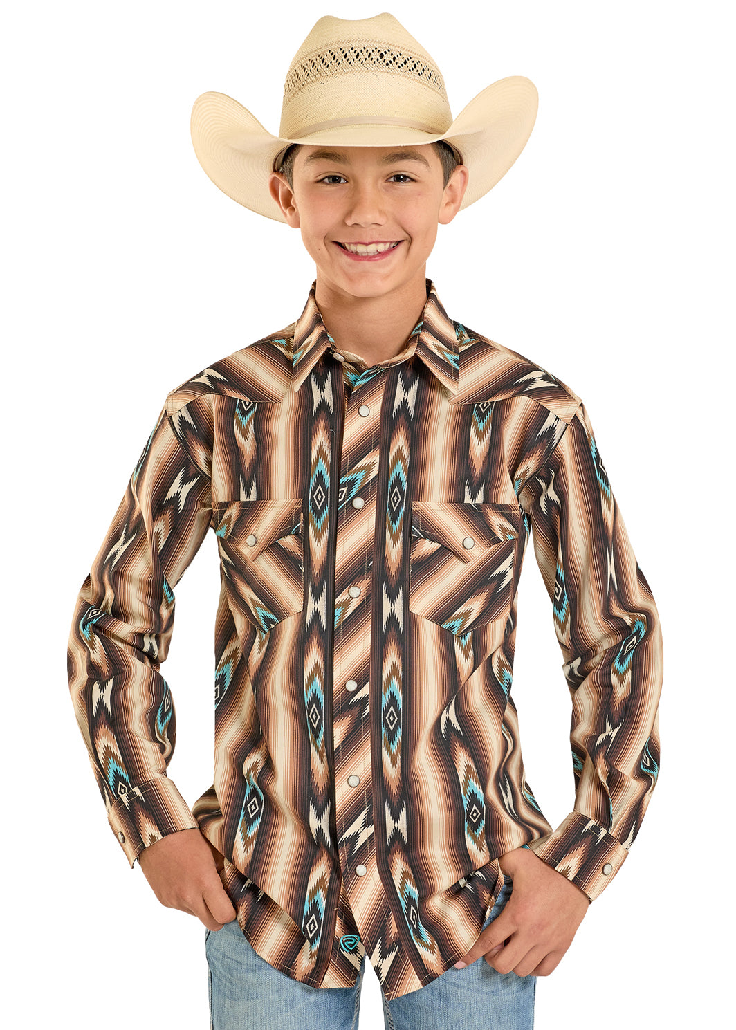 ROCK&ROLL KIDS DARK BROWN AZTEC STRIPE PRINTED  BBN2S08304