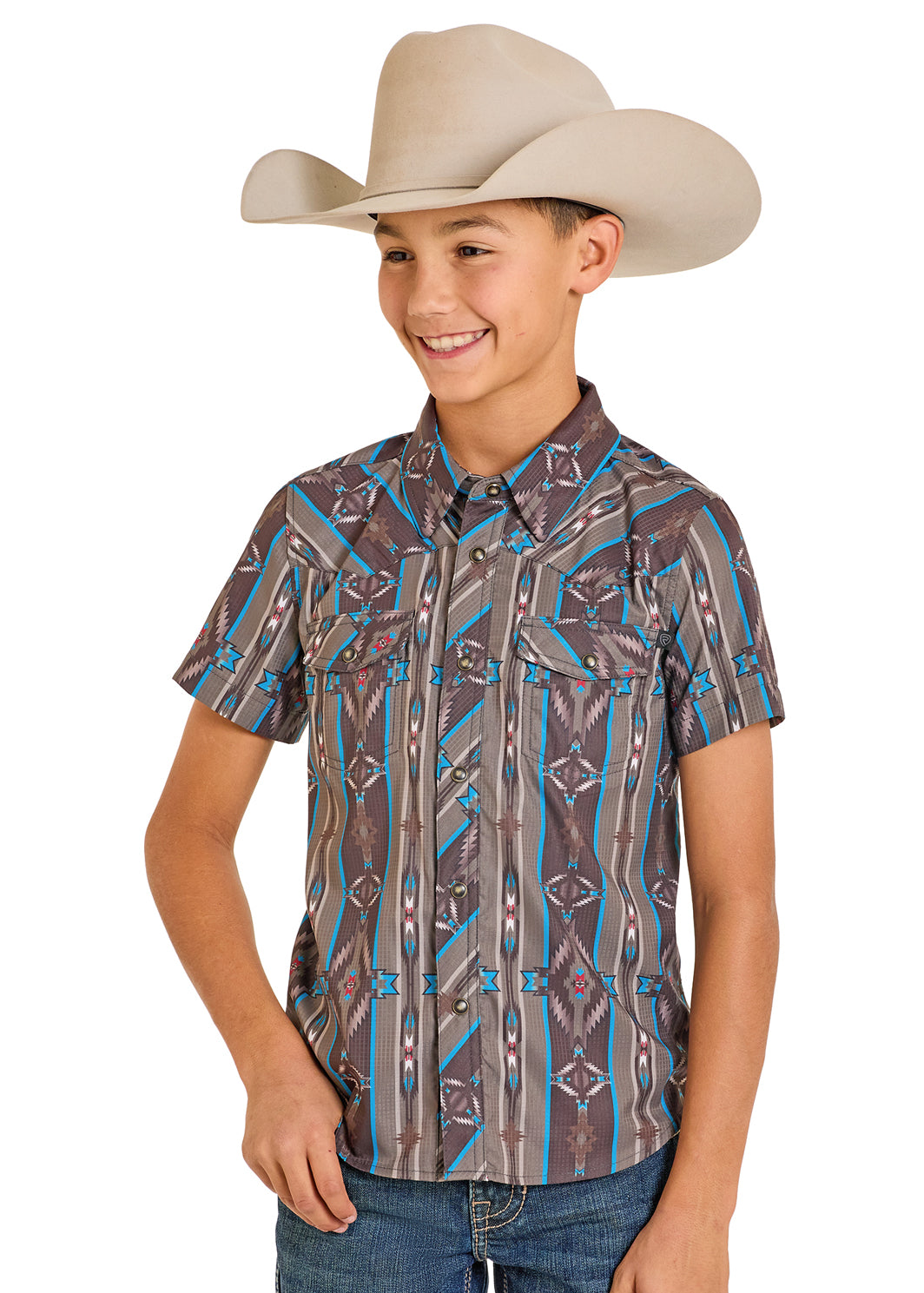 ROCK&ROLL TEK SS BOYS AZTEC PRINT BROWN BBN3S07661