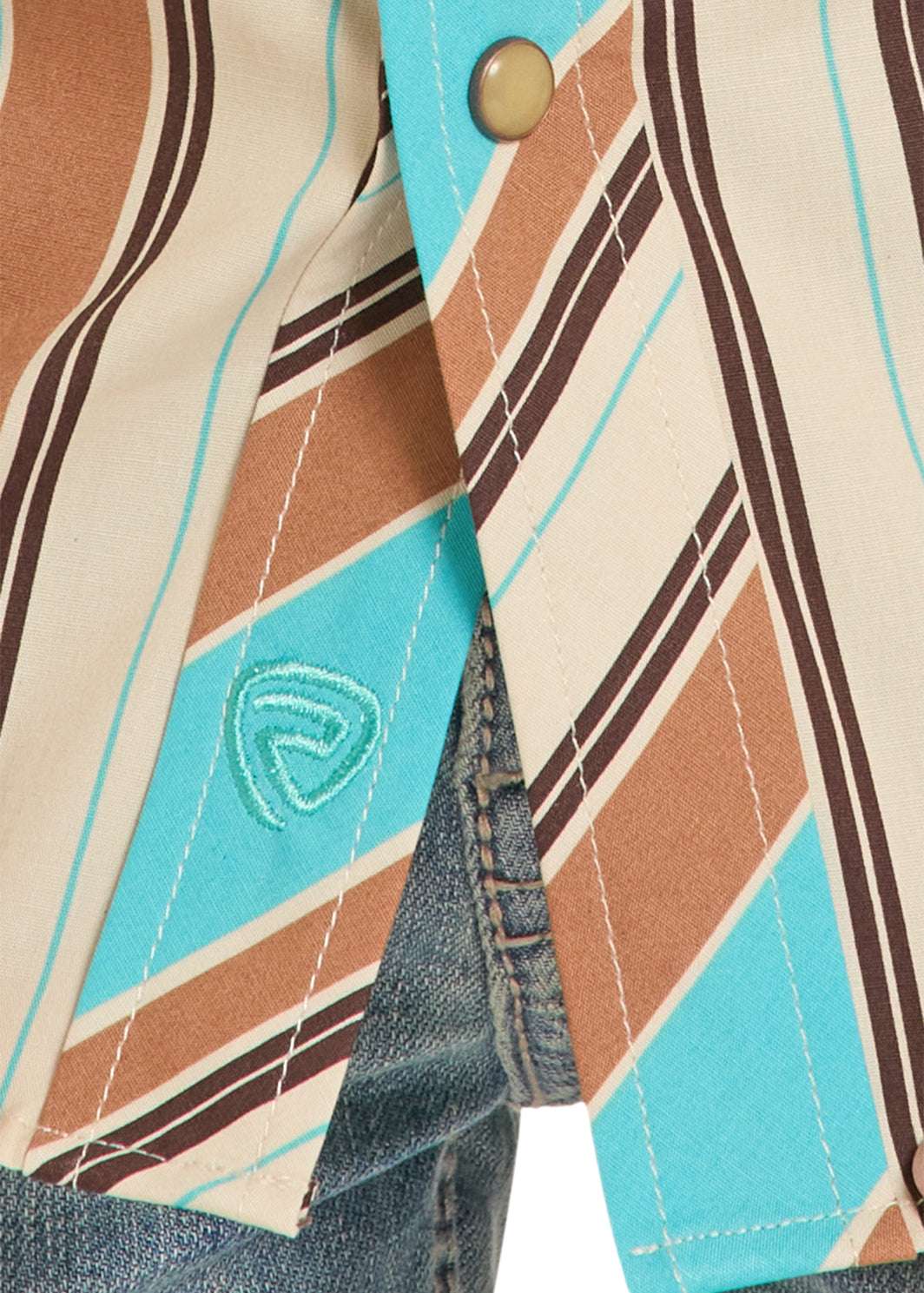 ROCK&ROLL BOYS SHIRT SHORT TEAL/BROWN STRIPE SHORT SLEEVE BUTTON UP- BBN3S08652 Laherradurawwnc.com