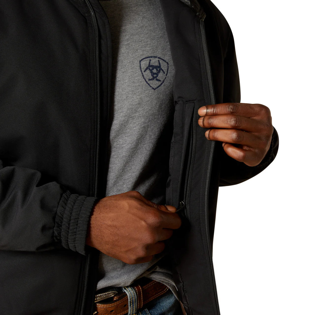 ARIAT MENS FIELD INSULATED BLACK ZIP JACKET 10062514