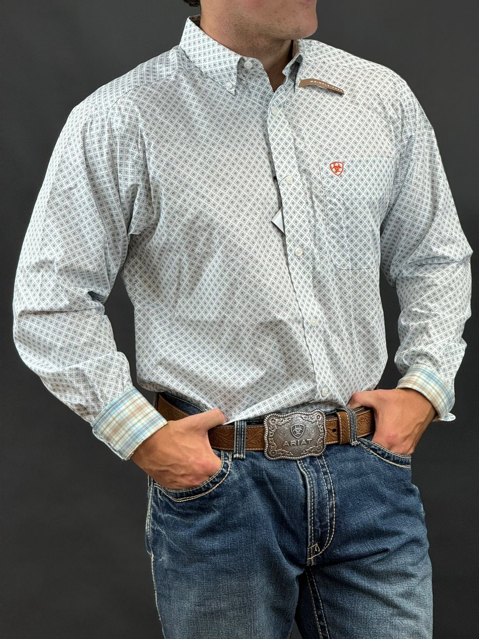 ARIAT IRVING WHITE LONG SLEEVE SHIRT