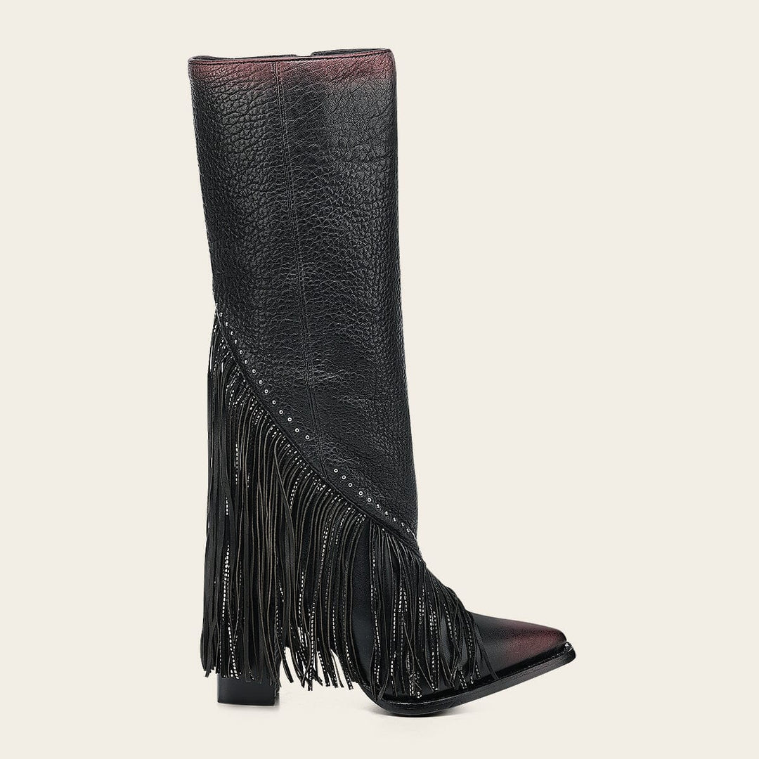WOMEN’S CUADRA TALL BOOT RES CASTELLO NEGRO FRINGE POINTED TOE CC248