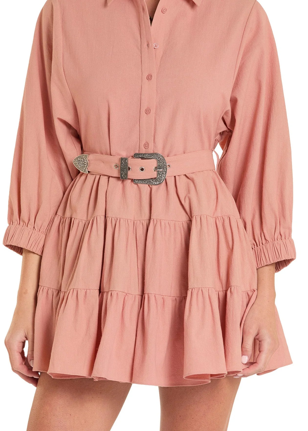 ROCK&ROLL - ROSE/MAUVE Mini Dress W/ Adjustable Belt - BWD2R08776