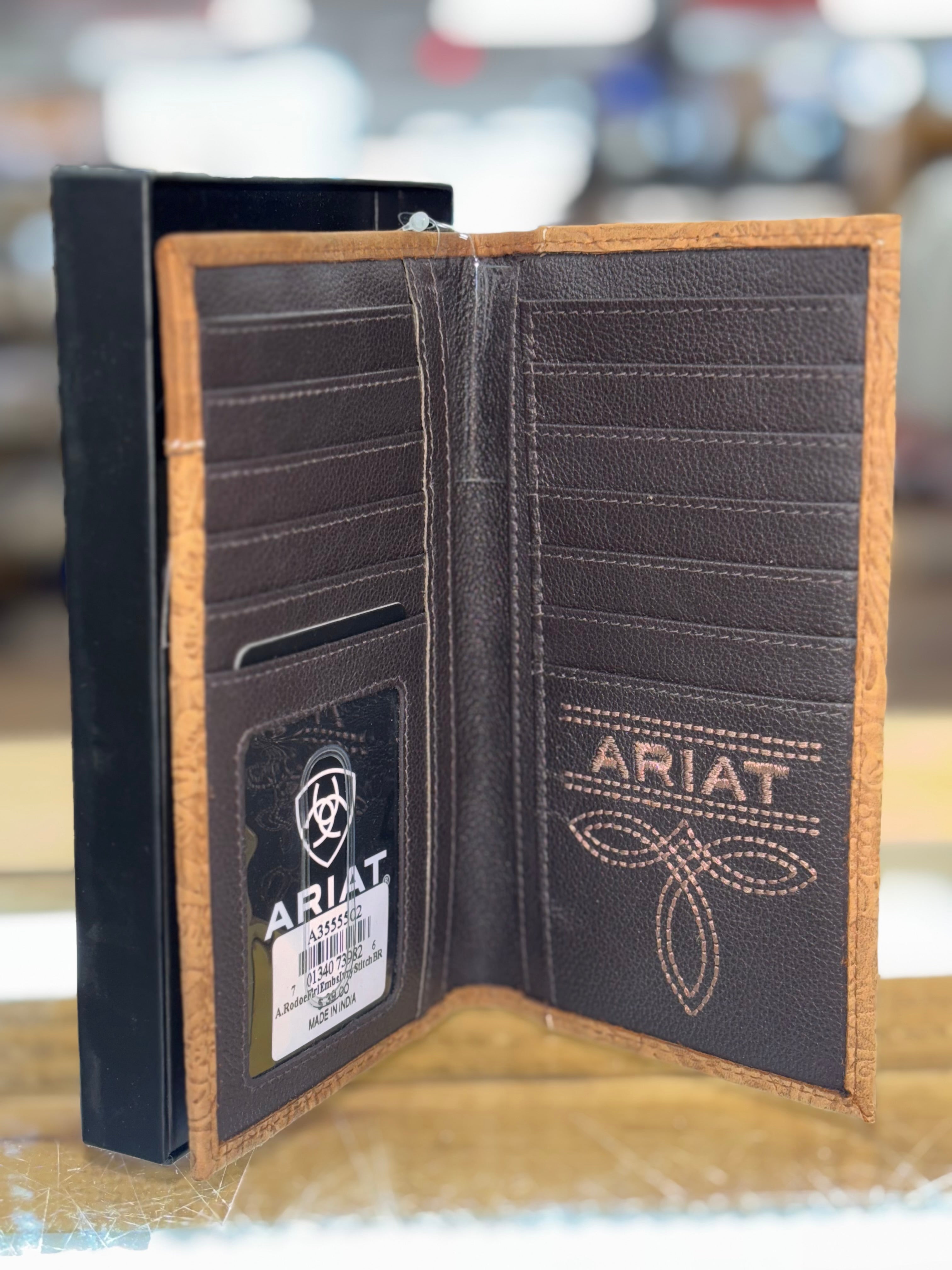 ARIAT RODEO WALLET CHECKBOOK COVER BROWN