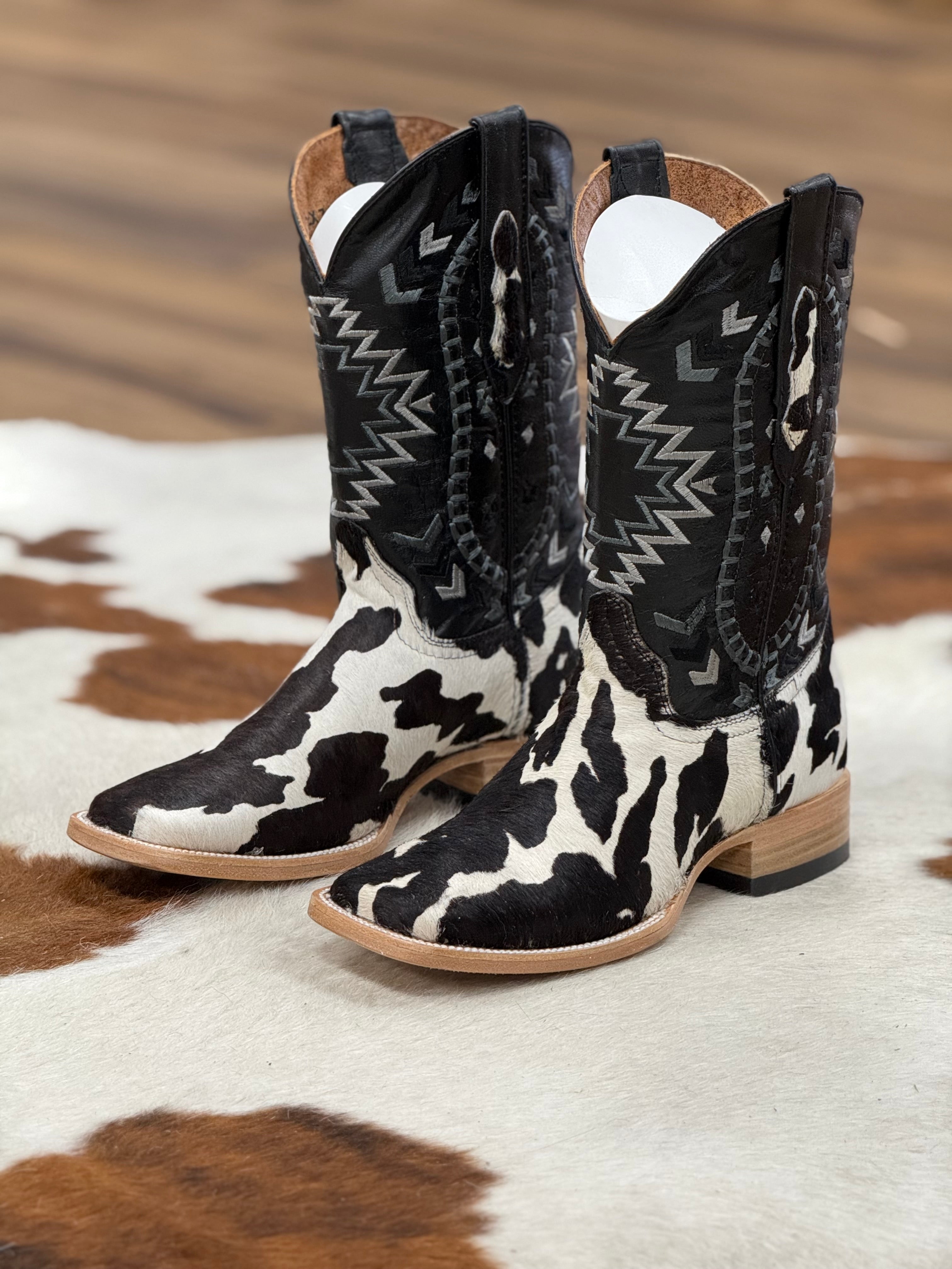 LA HERRADURA WESTERN WEAR COW HIDE BLEACH RG NEGRO CHEROKEE BOOTS