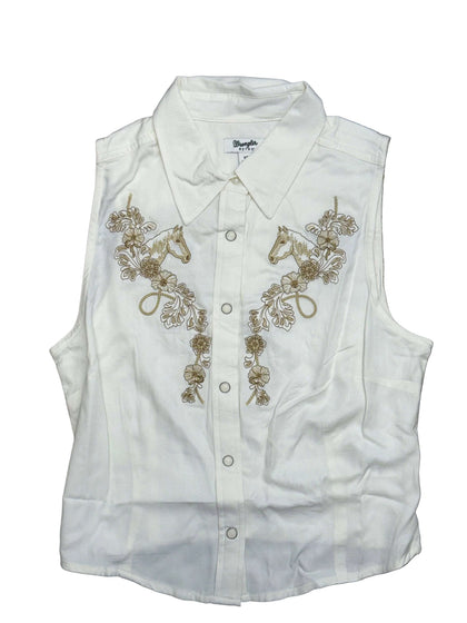 WRANGLER CHALECO BLANCO BORDADO CABALLO PARA MUJER - 112375229