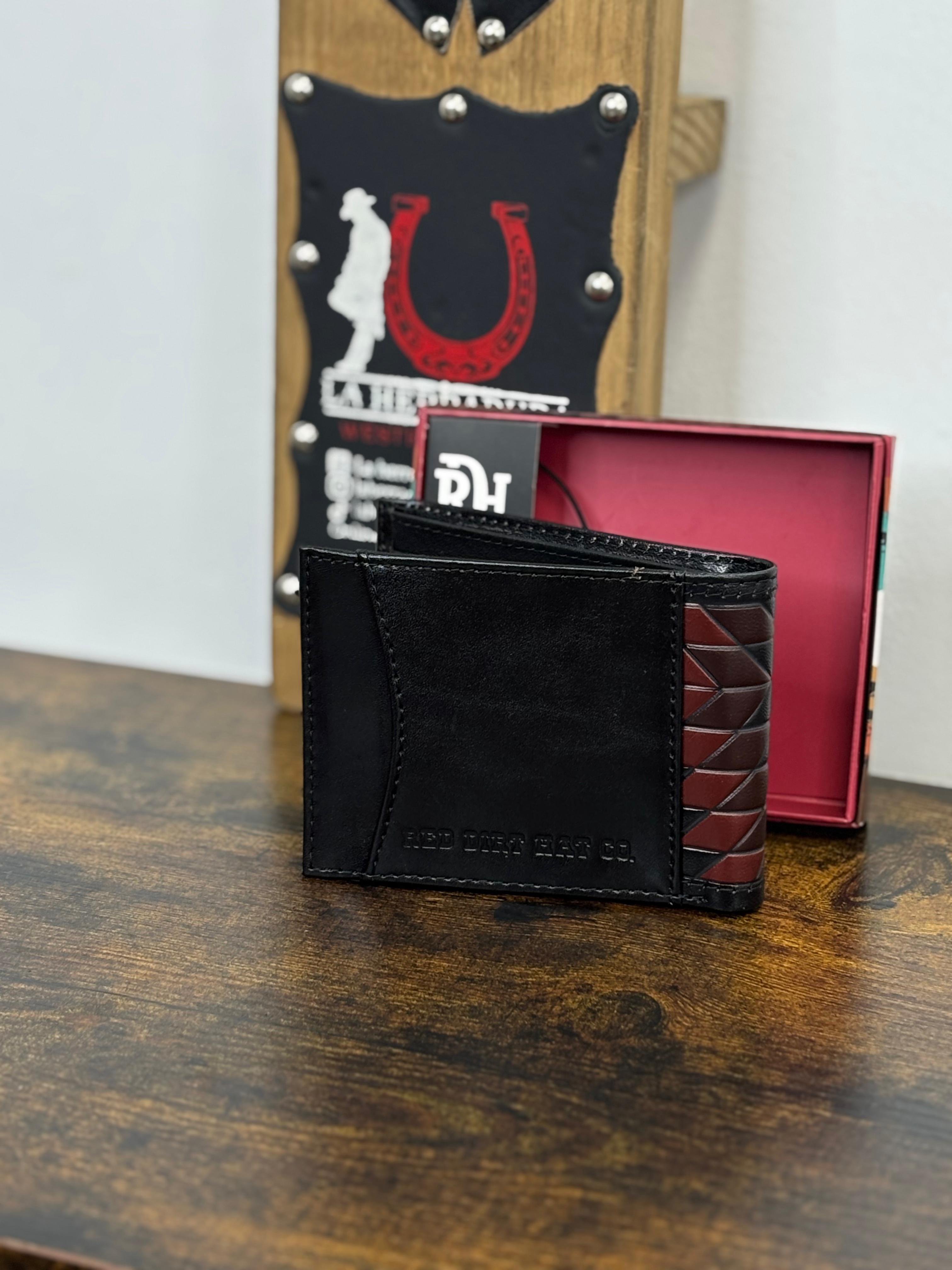 RED DIRT BIFOLD WALLET GENUINE LEATHER BROWN-BLACK-RED DETAILS