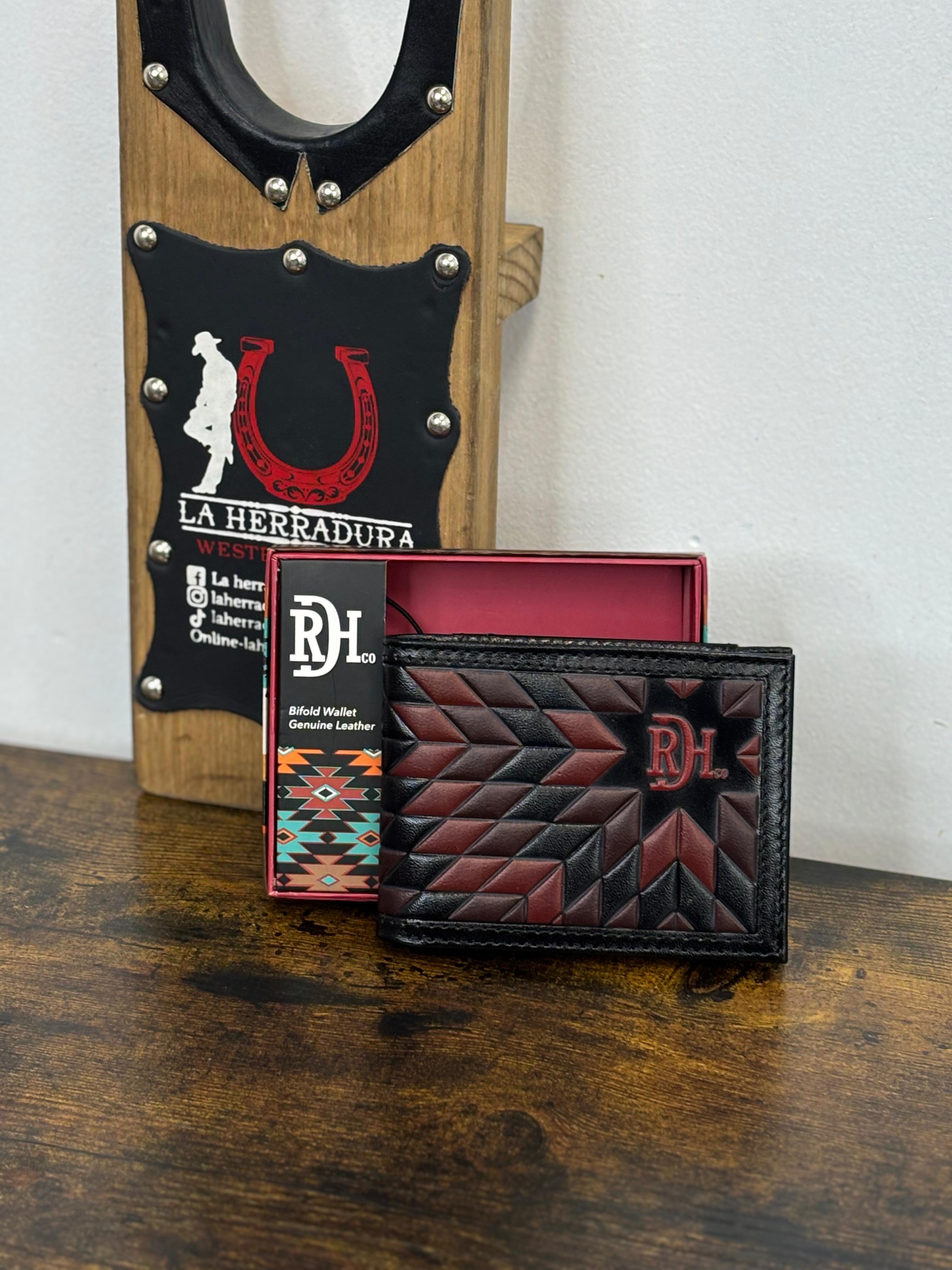 RED DIRT BIFOLD WALLET GENUINE LEATHER BROWN-BLACK-RED DETAILS