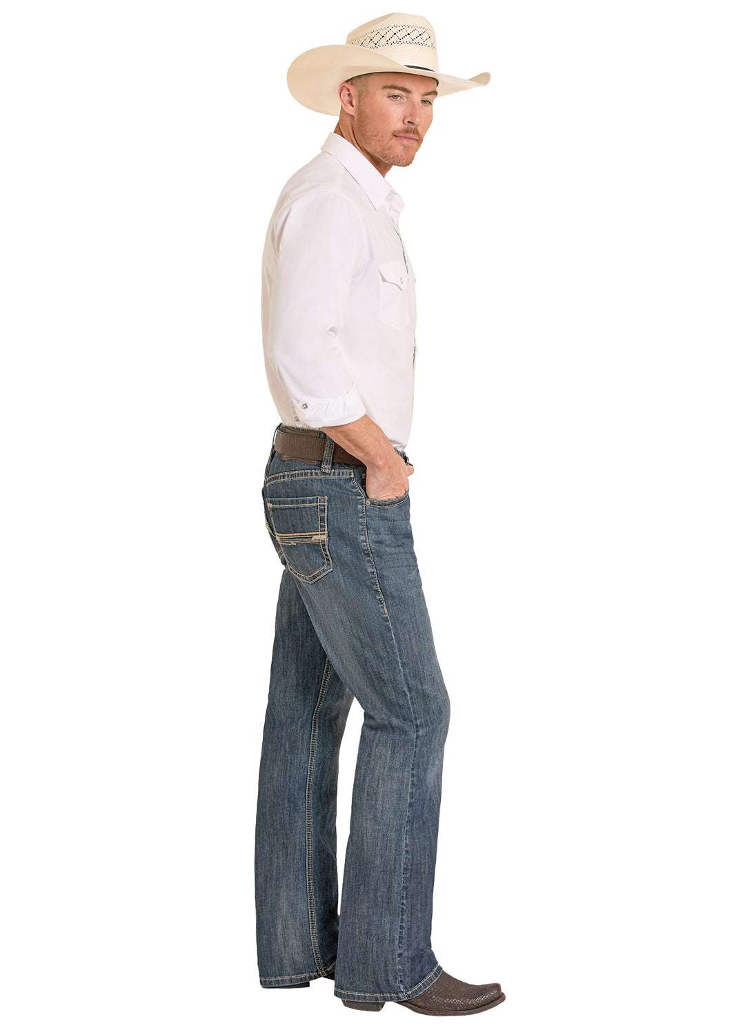 ROCK&ROLL MEN JEANS MEDIUM VINTAGE ROPE STITCH EMB BOOT BM0SD08574 Laherradurawwnc.com