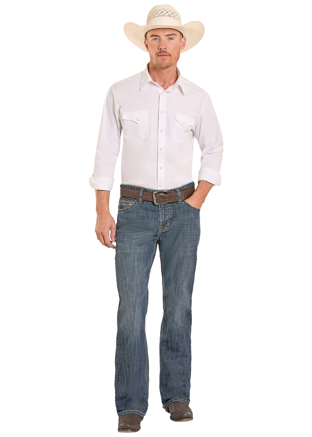 ROCK&ROLL MEN JEANS MEDIUM VINTAGE ROPE STITCH EMB BOOT BM0DD08574