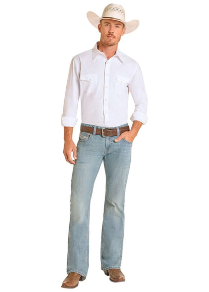 CAMISETA ROCK&ROLL VINTAGE LIGERA HOMBRE PUNTADA ESCALONADA BORDADA PISTOLA BM0PD09119