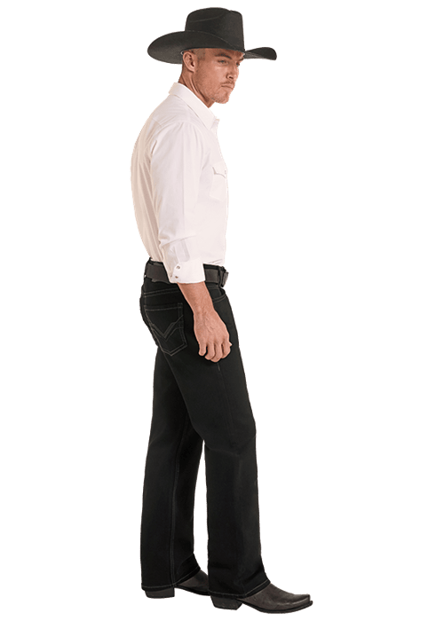 ROCK&ROLL MENS BLACK DOUBLE BARREL STRAIGHT BOOTCUT RELAXED FIT -BM0SD02484 Laherradurawwnc.com