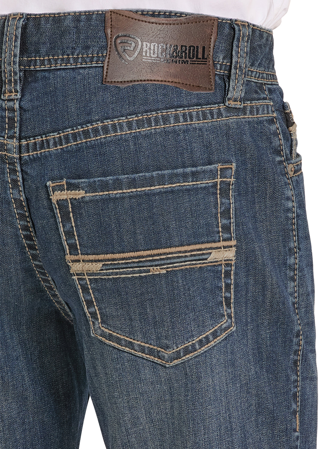 ROCK&ROLL MENS DOUBLE BARREL STRAIGHT BOOTCUT MEDIUM WASH -RELAXED FIT BM0SD08574