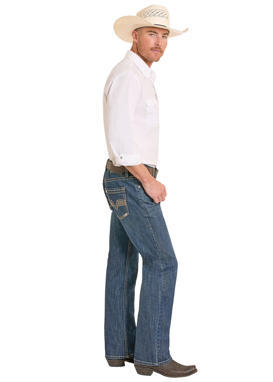 ROCK&ROLL JEANS MENS DARK VINTAGE PISTOL STRAIGHT BOOTCUT - BM1PD08580