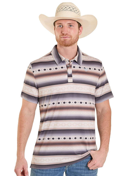 ROCK&ROLL POLO SHIRT NATURAL AZTEC STRIPE PRINTED - BM51T08347