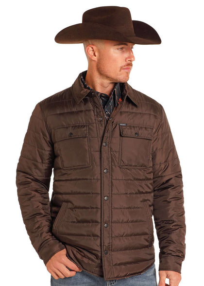 CHAQUETA PLUMÍFERO ROCK&ROLL MARRÓN OSCURO PARA HOMBRE BM92C04343