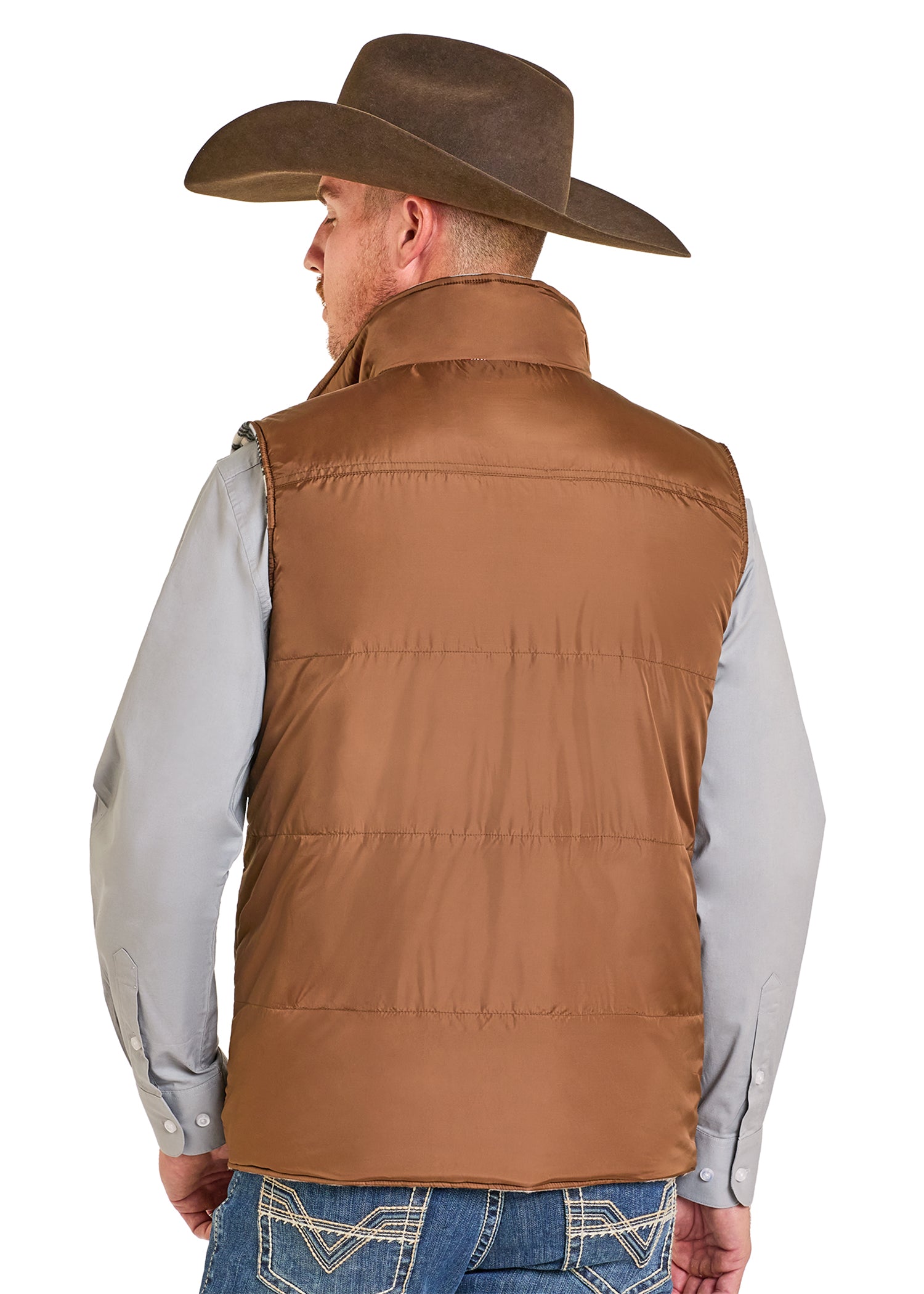 ROCK&ROLL MENS GREY MEN RRJAC AZTEC REVERSIBLE VEST  BM98C06716