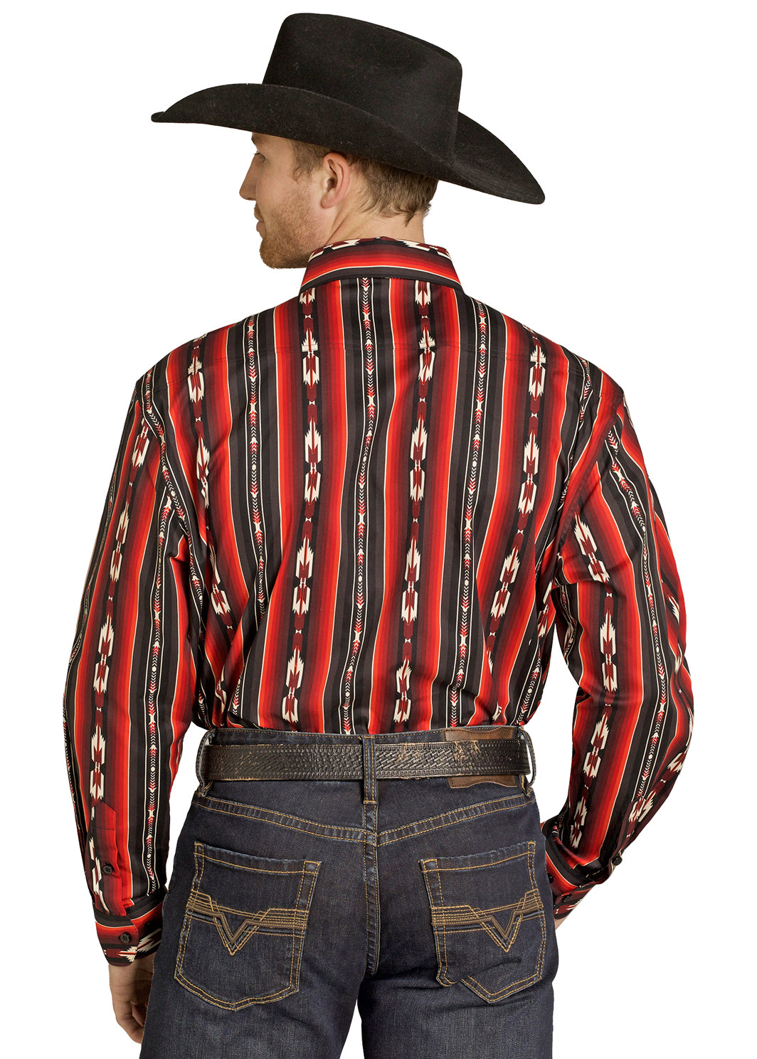 ROCK&ROLL MENS STRIPE PRINTED LS BURGUNDY BMB2S07656