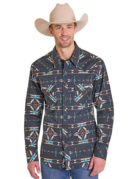 CAMISA DE HOMBRE MANGA LARGA ROCK&ROLL NEGRA BMN2S07629
