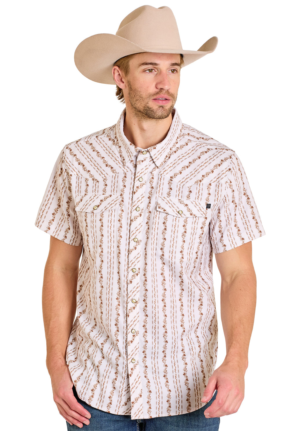 ROCK&ROLL MENS TEK SS FLORAL PRINT NATURAL BMN3S07666