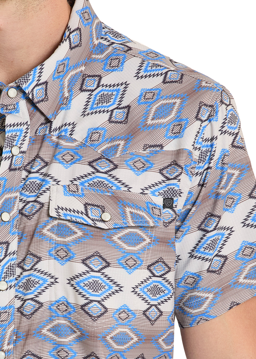 ROCK&ROLL AZTEC PRINTED  SHIRT MENS NATURAL SHORT BMN3S08389