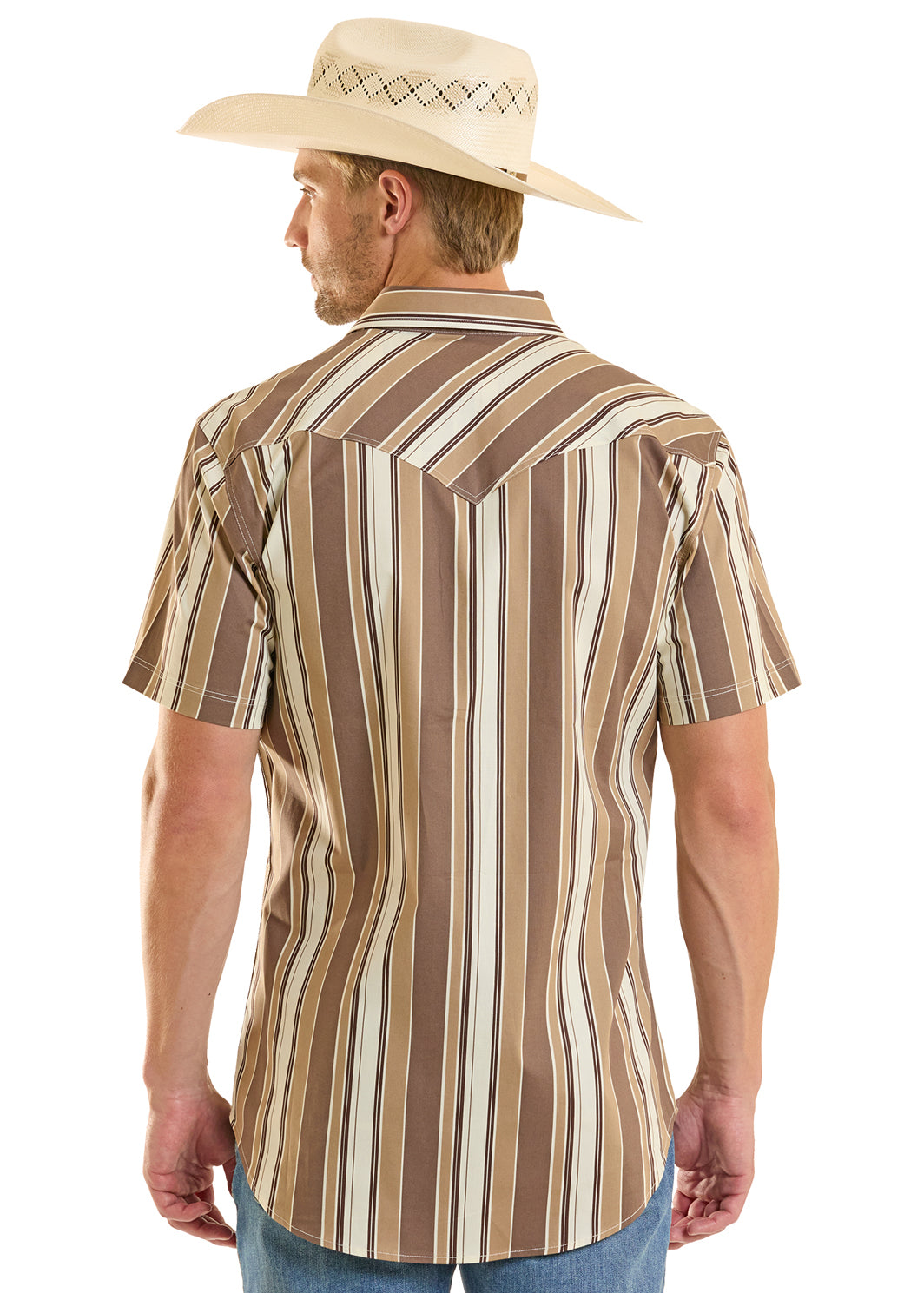 ROCK&ROLL SHIRT MENS STRIPE PRINTED SNAP BRONW - BMN3S08663